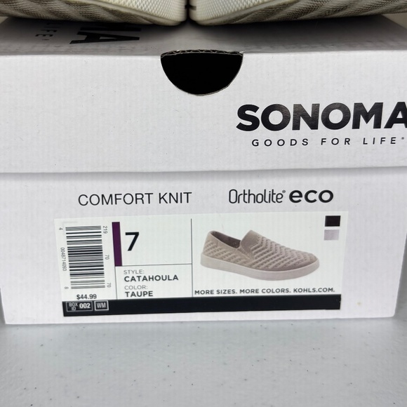 Sonoma Taupe Catahoula Comfort Knit Slip On Ortholite Sneaker Women's Size 7M - Picture 8 of 12